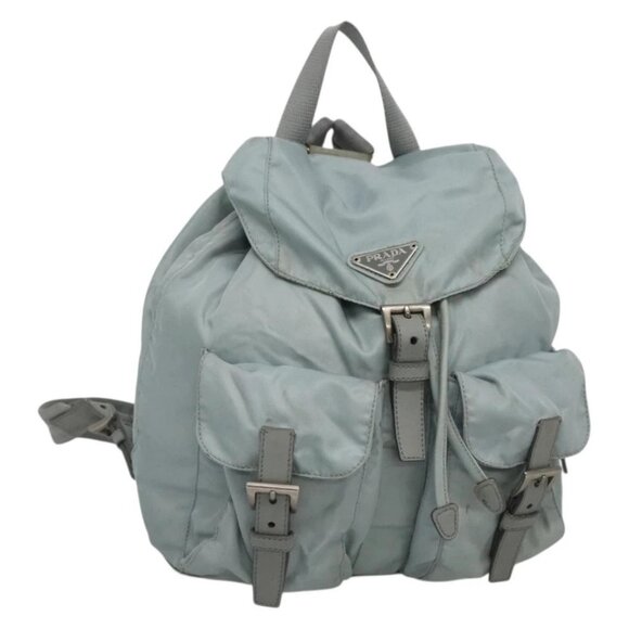Prada Handbags - PRADA Backpack Nylon Light Blue Silver Auth 141519